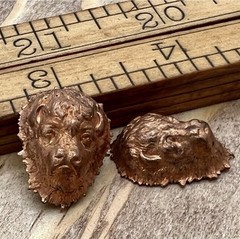 2 Pcs Vintage Brass Buffalo Head Stamping Detailed Rare Findings Artisan Crafts
