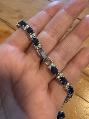 Elegant Blue Stone and Clear Accent Necklace 20”
