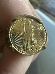 Gold plate stainless steel vintage ring Size 9.75 Liberty Coin ring New Vintage