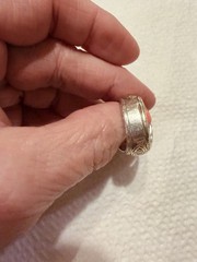 Vtg 925SterSilver/Gold Pltd Sz 8.25-14g Embellished Emerald Gemstone Ring!