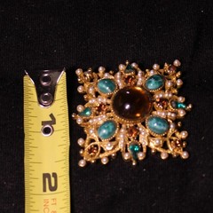 Lot of 4 Jelly AB Vintage Brooches 1.5-2.5″ Capri Pink Purple Green Teal Orange