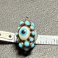 Antique 1900s Triple Evil Eye Gilted Brass Pendant Good Luck Protection Amulet