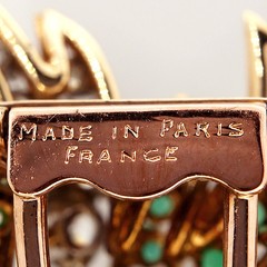 Vintage Paris France 18k Gem 1.70ct Diamond 1.50ct Emerald 3.00ct Sapphire Pin