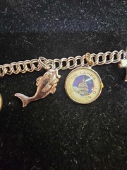 Hoffman Sterling Bracelet w 7 charm Statue liberty NY worlds fair washington DC