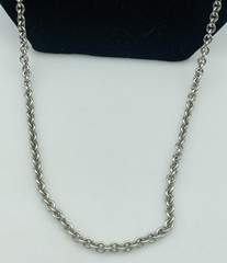Vintage Sterling Silver Rolo Link Chain Necklace 32″