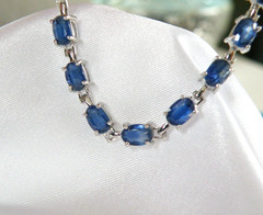 D’Joy Sterling Silver 925 Natural Blue Kyanite Tennis Line Bracelet Fits 8″