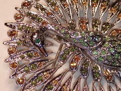 Vtg JBK Peacock Bird Brooch Camrose Kross MultiCrystal Animal Figural Pin Jackie