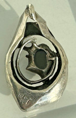 Artisan “AT” Signed Abstract Modern Eye Pendant Silver Onyx Brutalist Studio Big