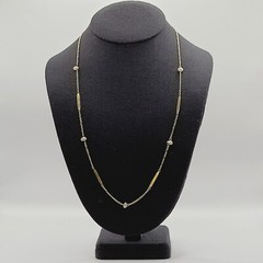 Freshwater Pearl Multi Style Link Gold Tone Chain Vtg Station Necklace 24 Inch