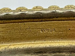 Vintage Napier Heavy Bangle Bracelet Gold Tone Teal Glass Bead Statement 8″