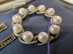 Vintage Jewelry—Brooch 12K GF Cultured Pearl Round Pin NEW In Box Newtons USA