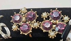 Stunning Lot Clip-On & Screwback Rhinestone Earrings High Quality 50s-60s