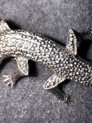 VINTAGE GECKO/LIZARD BROOCH/PIN SILVER 3.75 INCHES MARCASITE