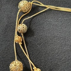 Avon Gold Tone Multi Strand Beaded Necklace Layered Filigree Station 16-19”