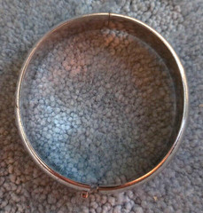 VINTAGE MARATHON STERLING FLORAL ETCHED BANGLE BRACELET HINGED