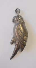 Large Puffy Sterling Silver Signed NF Parrot Macaw Bird Pendant Brooch 75 mm