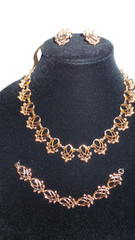 VINTAGE PARURE COPPER copyrightRENOIR SIGNED NECKLACE BRACELET AND EARRINGS SET