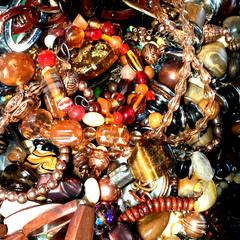 1/2LB Jewelry TREASURE Lot with Earthy & Warm Amber, Brown golden Autumn theme