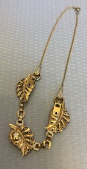40s Retro Barclay Goldfilled Necklace Blue Rhinestone Floral Multi Tone Gold GF