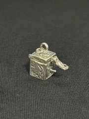 Vintage STER Sterling Silver Opening Box Charm Art Nouveau Floral Pendant 3D