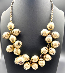 J. Crew Vintage Pearl Cluster Statement Necklace Gold Tone Chunky Bubble Chic