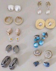 VTG Lot 11 Pair Clip-On Earrings Avon Marvella + no brand Wedding Dress Up Party