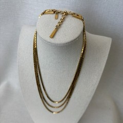 Vintage Monet Gold Tone 3-Strand Necklace Adjustable Length 16-18”