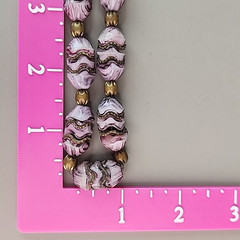 Vintage Art Deco Slag Glass Beaded Necklace Czech Purple Pinched Gold Tone 18″