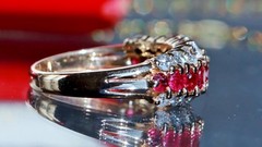 14k yellow gold 1.50ct natural diamond size 6.75 ring ruby band heated 4.95gr