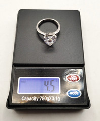 925 Christian Vaccaro, Moissanite Heart Solitaire Ring, Size 5.5, 4.5g Lot#564