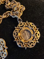 Vintage Lisnef Gold Tone Coin Necklace 10 Inches Long Jewelry Mercury Dime Wheat