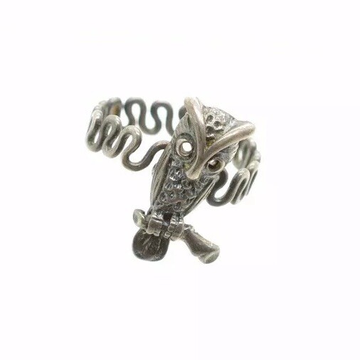 Vintage Southwestern Sterling Silver Owl Cutout Ring Size 5.5 Expanded Signed P