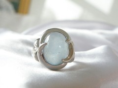Chunky Sterling Silver 925 Natural Heated Blue Topaz Cabochon Unique Ring Size 7