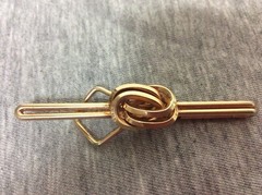 Vintage Swank Gold Tone Love Knot Cufflinks & Tie Bar Set