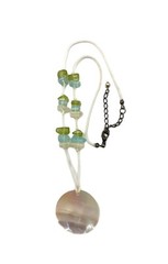 Dragonfly Pendant Abalone MOP Shell Choker Necklace Sea Glass White Green Blue