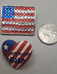 6 Pc U.S.A. Flag Lot: Rafaelian + 2 Unsigned Flag Brooches, 2 Pins, Earrings