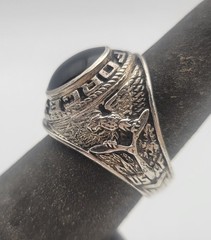 Vintage Crest Craft Sterling US Air Force Military Ring Size 8.75 Onyx Stone