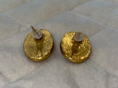 Vintage YSL Yves Saint Laurent Mabe pearl Gold Tone Post Earrings Posts At Angle