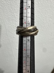 Vintage Chunky 5 Interlocking Sterling Silver Size 4.5 Band 8.6g Ring Tarnished