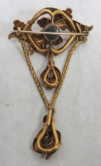 ANTIQUE 18K GOLD & TURQUOISE c.1880’s BROOCH IN FITTED CASE