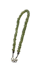 Vintage Chunky Green Prehnite Beaded Chip Nugget Necklace Handmade 18″ Choker