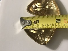 Quality Vintage Large 1 3/4” clip-on Earrings Gold Fortune Cookie