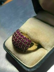 3.50 Ct Natural Red Ruby Art Deco Vintage Engagement Ring 14K Yellow Gold Finish