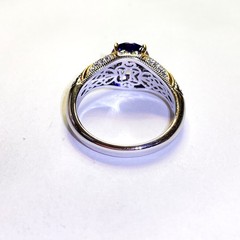 Vintage Sterling Silver Gold Plated Vanna K White & Blue CZ Ring Size 10