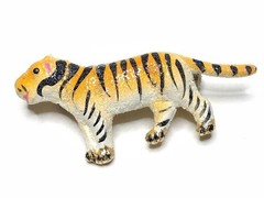 Small Vtg Sugared Enamel on Metal Tiger Brooch Kitschy Cat Pin RARE HTF