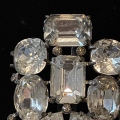 Vintage Eisenberg Original Rhinestone Brooch Signed Clear Stones Silver Tone