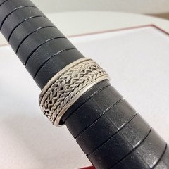 VINTAGE 925 Sterling Silver Wide Spinner Ring Tire Tread Size 7.5 wavy Band