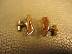 Mid Century Modern Assymetrical Yellow Gold Plated Cuff Links