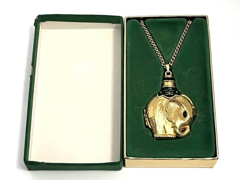 Vintage 1970s Revlon MOON DROPS Rajah’s Elephant Solid Perfume Compact Locket