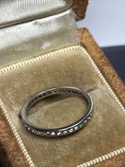 Art Deco Platinum Single Cut Diamond Eternity Wedding Band Ring